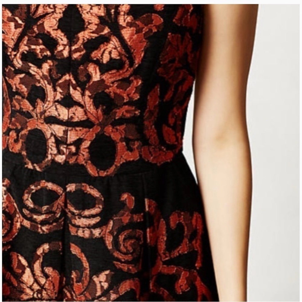 Anthropologie | Yoanna Baraschi Damask Paisley Dress Black Orange, Size 4 - Picture 3 of 8